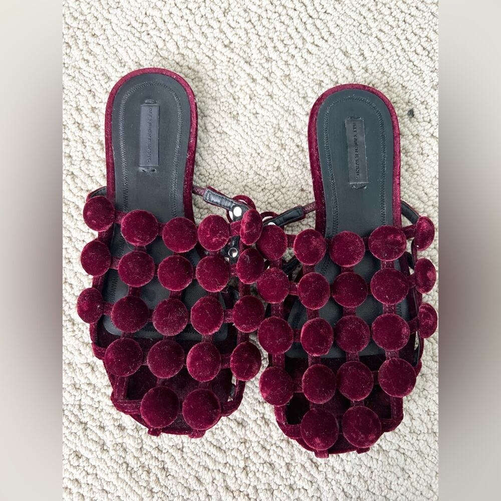 Alexander wang Amelia velvet slide slip-on mule Bordeaux flats size 6.5/7 - Picture 3 of 9